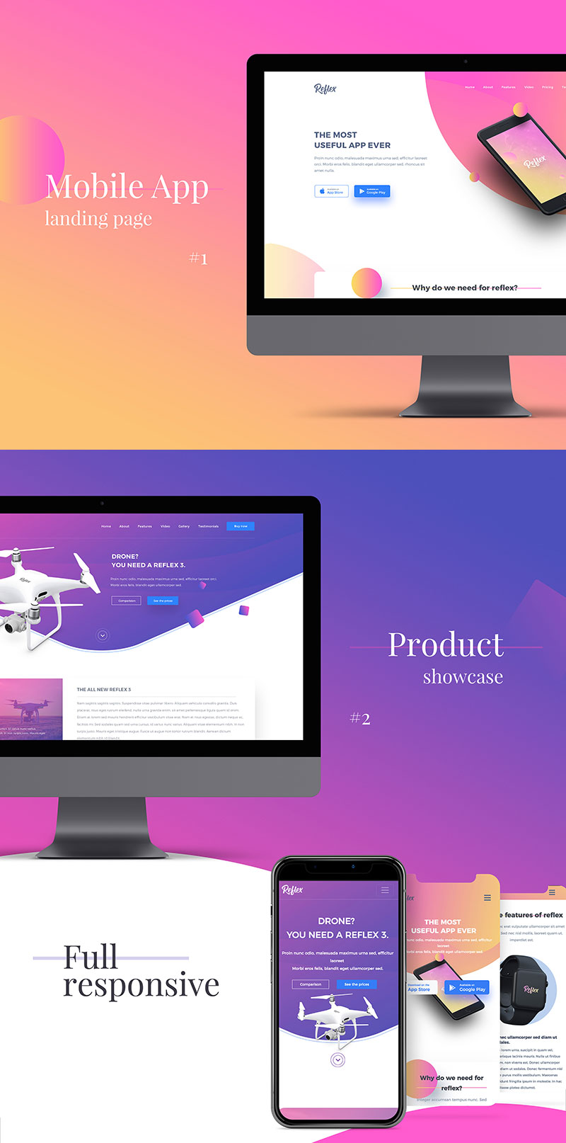 reflex- app landing page & product showcase