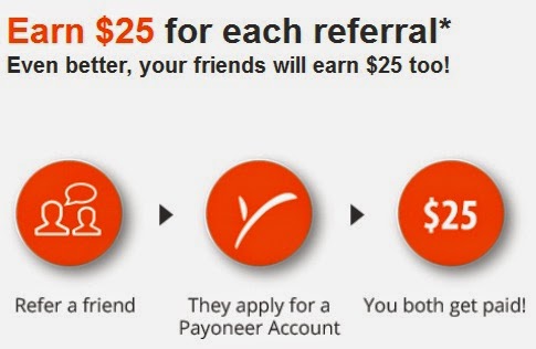 Earn $25 to refer a friend by payoneer