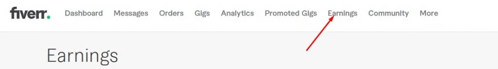 Click Fiverr Earnings Menu