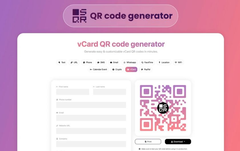 SQR QR Generator - Dynamic Short links and QR codes 