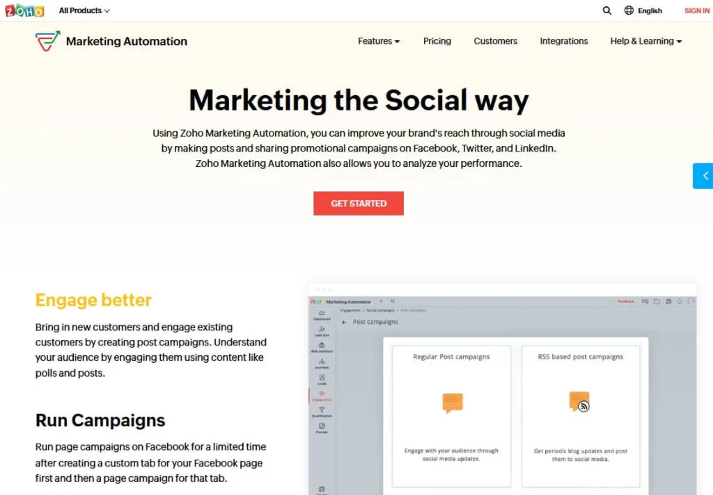 Zoho Social Media Marketing Automation