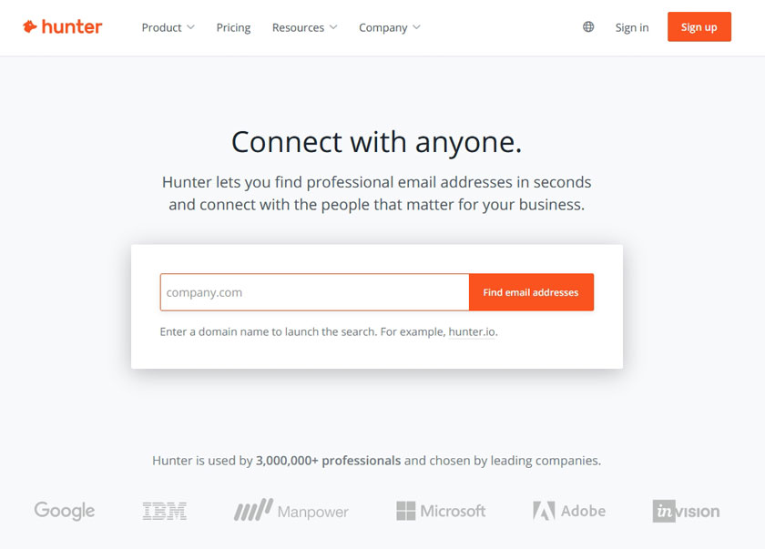 Hunter.io - Find professional email addresses