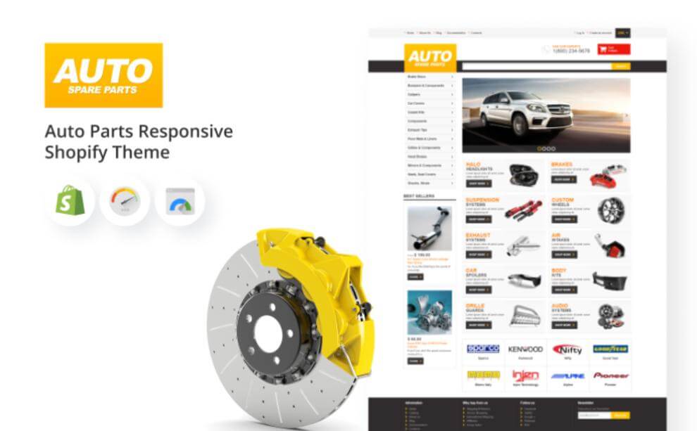 Auto Spare Parts Responsive Best Shopify Themes for Dropshipping