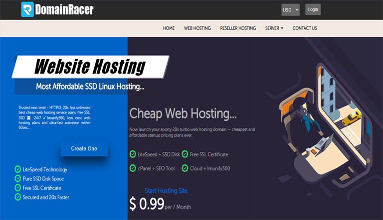 DomainRacer SSD Shared Hosting providers