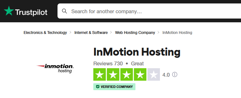 InMotion Hostin Customer Reviews and Ratings