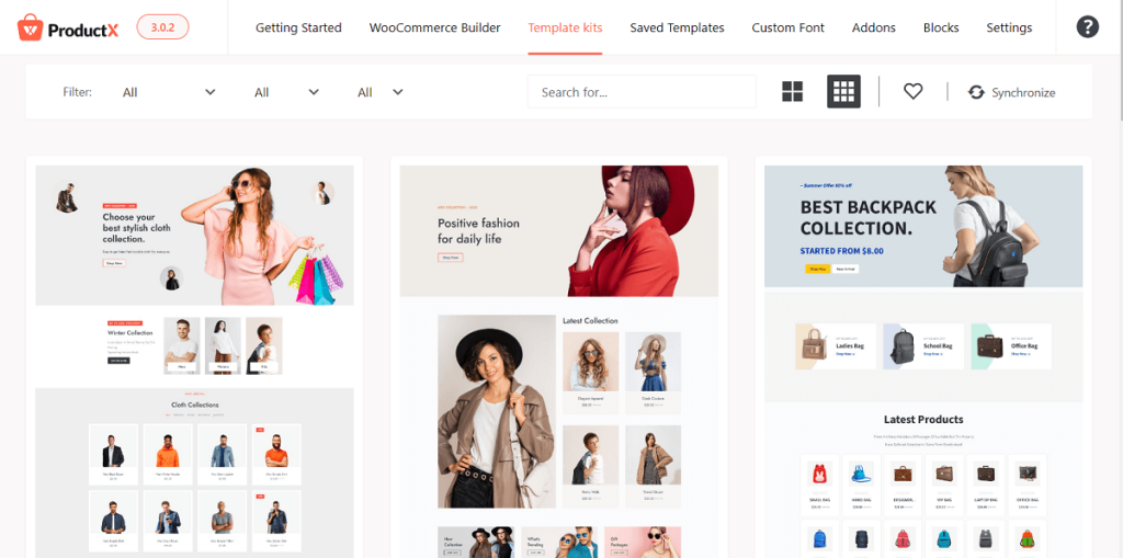 WooCommerce Pre made page templates