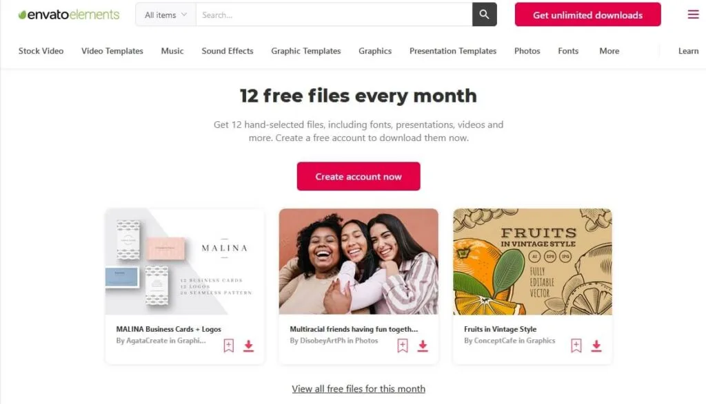 Evaluating the Worth of Envato Elements for Users provide Free Files for each month