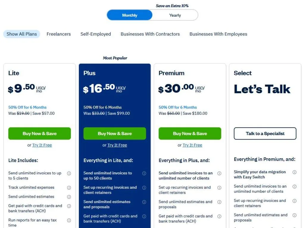 FreshBooks Pricing
