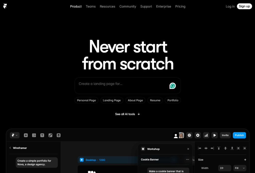Framer: Best for Design-First Websites and Portfolios