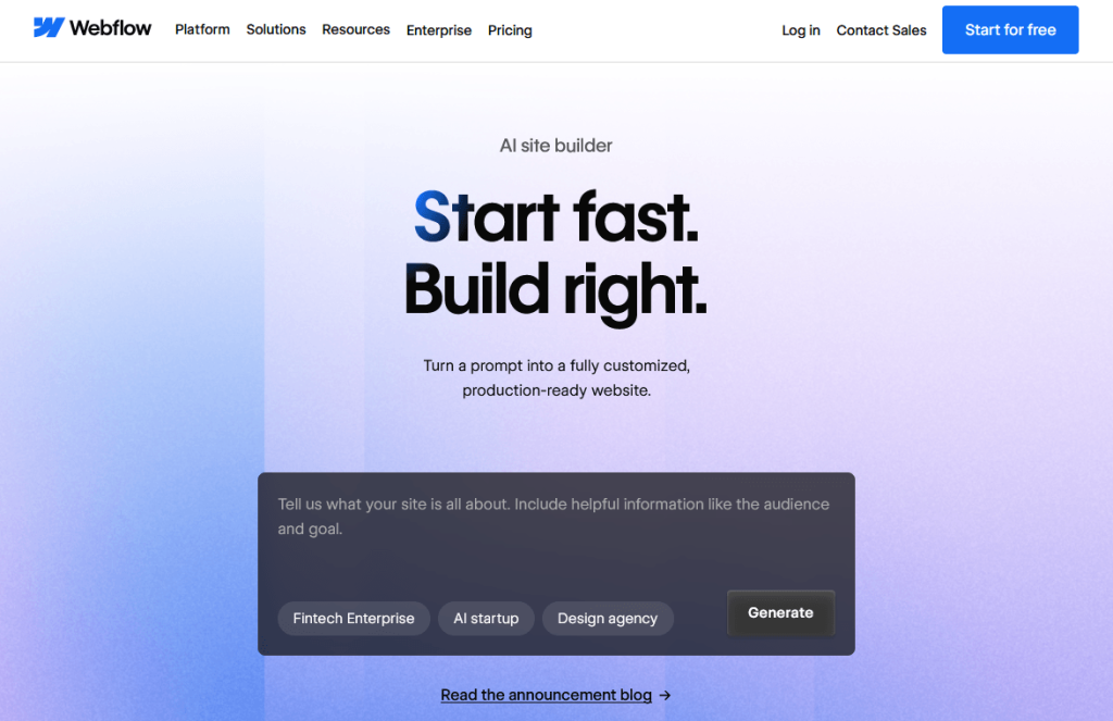 Webflow AI Site Builder: Best for Designers and Marketing Teams Who Need Full Control